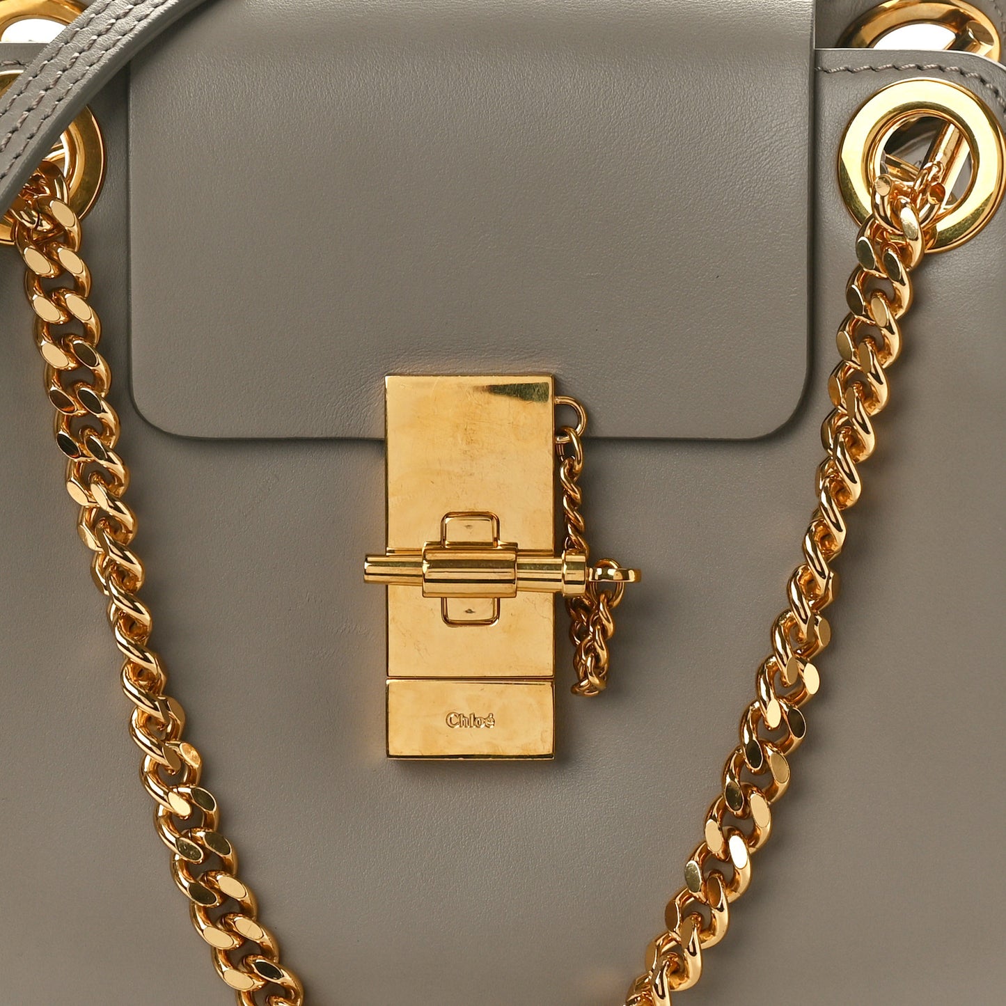 Shiny Calfskin Mini Annie Shoulder Bag Motty Grey