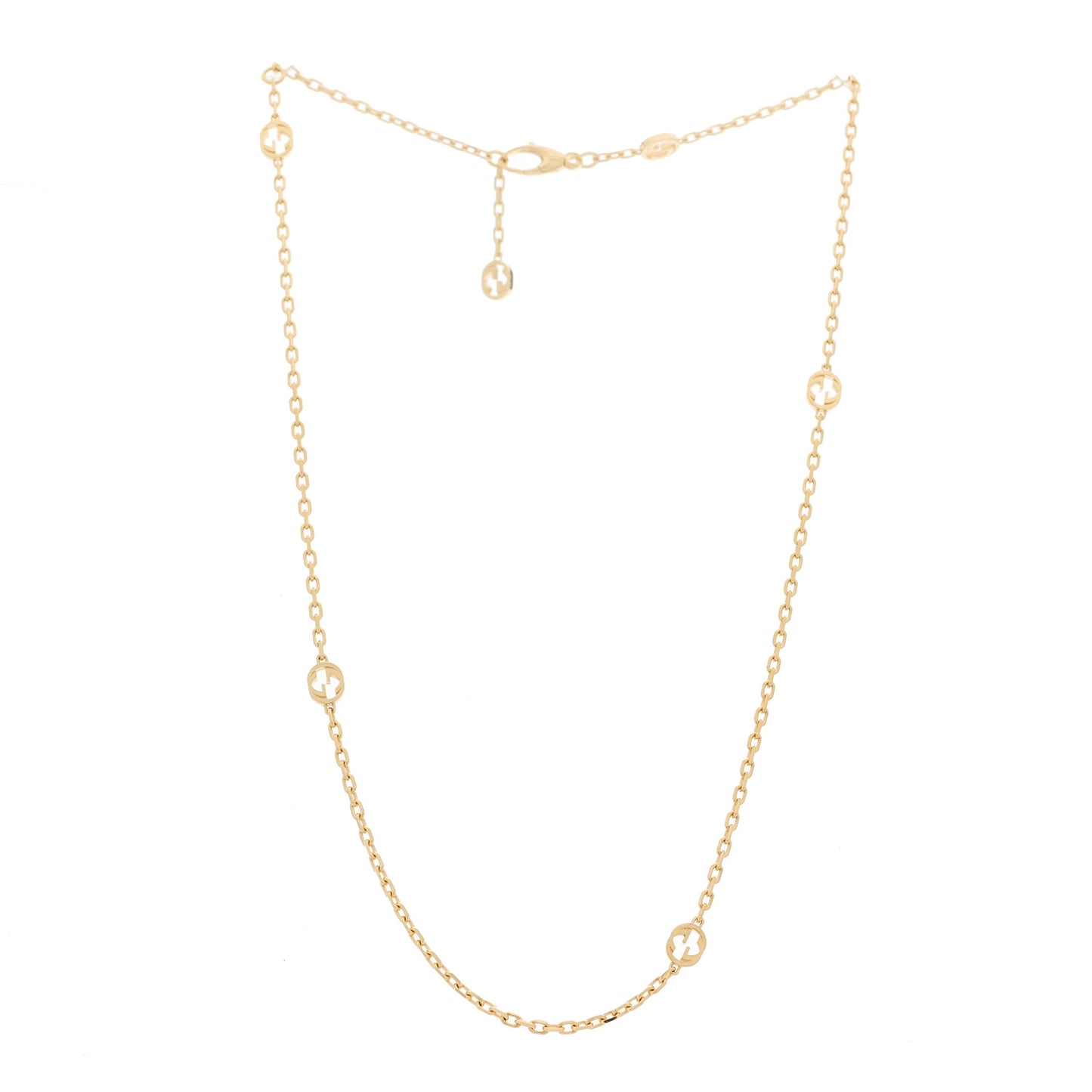 18K Yellow Gold Running GG Station Necklace
