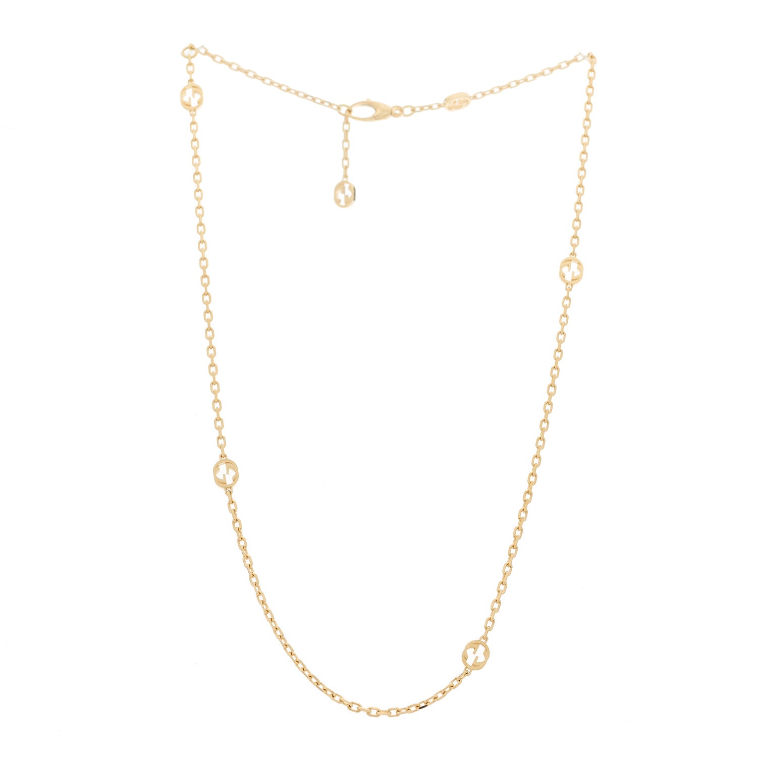 Gucci 18K Yellow Gold Running GG Station Necklace 3 of 6