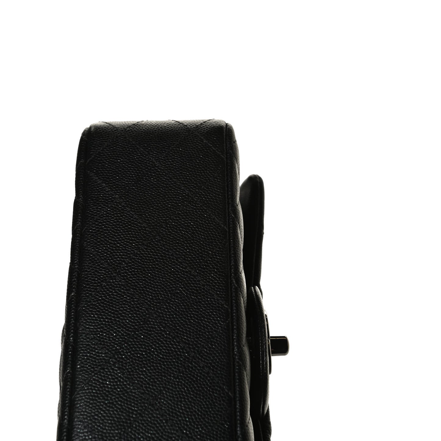 Iridescent Caviar Quilted Mini Rectangular Flap Black
