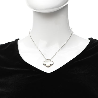 Van Cleef & Arpels 18K White Gold Mother of Pearl Magic Alhambra Pendant Necklace 2 of 6