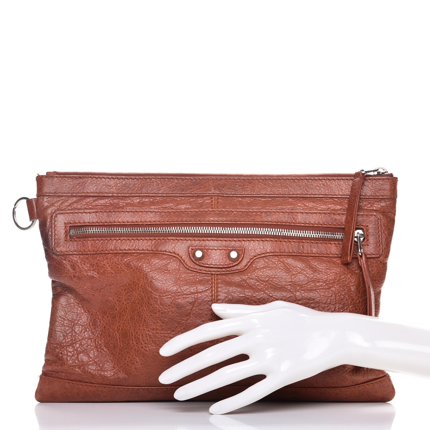 Balenciaga Agneau Arena Classic Hardware Medium Clip Brown 2 of 14