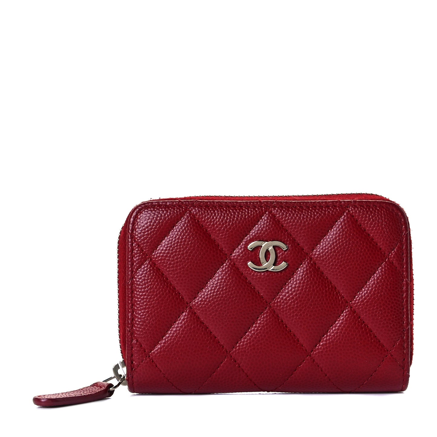 Caviar Quilted Zip Coin Purse Red