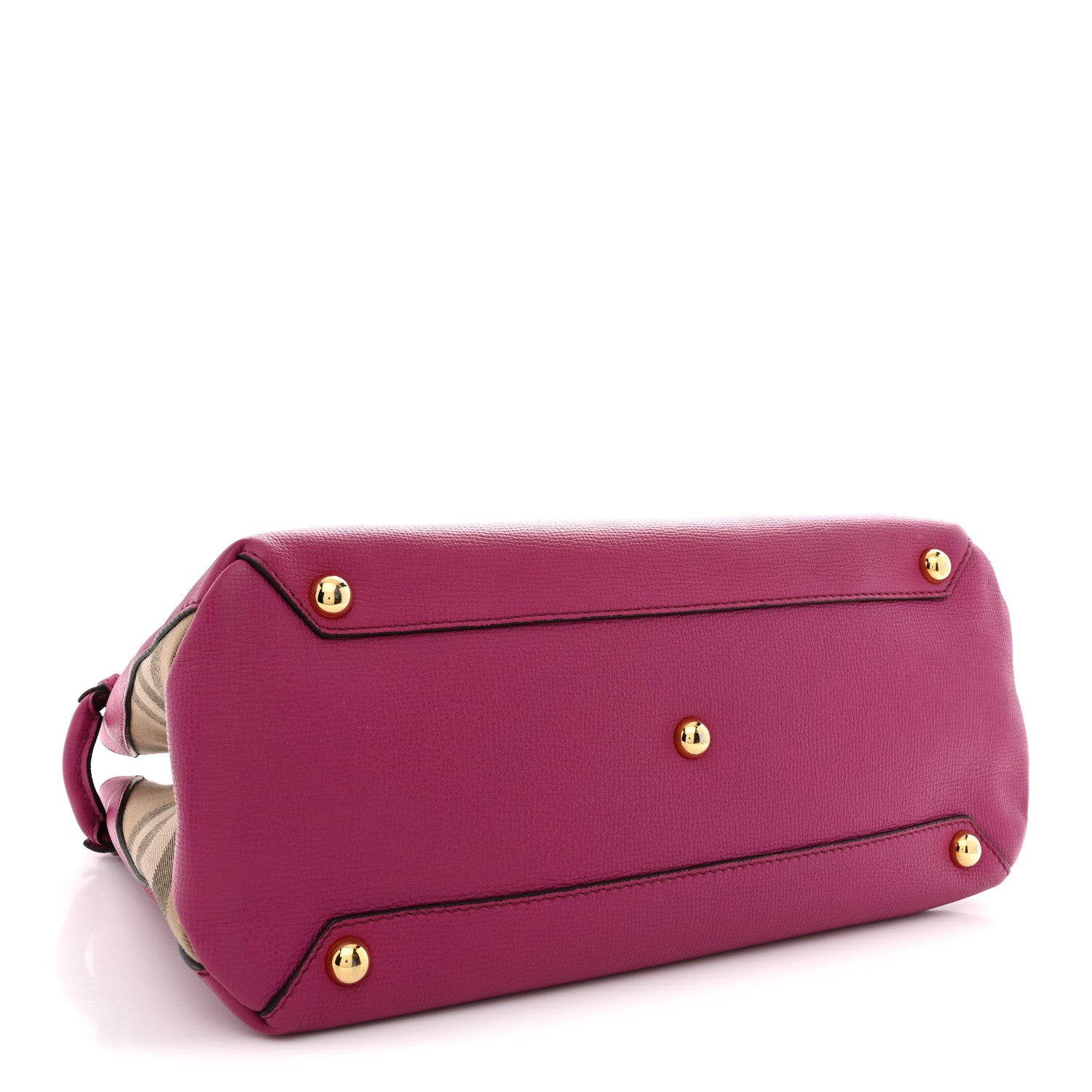 Burberry Grainy Calfskin House Check Medium Banner Tote Brilliant Fuchsia 4 of 12