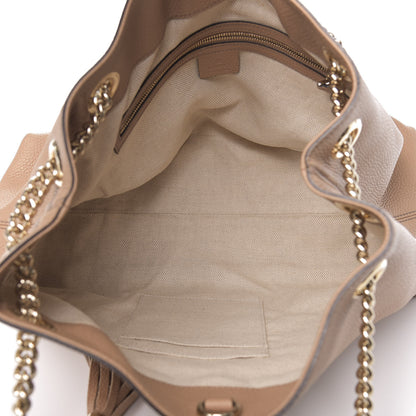 Gucci Pebbled Calfskin Medium Soho Chain Shoulder Bag Rose Beige 5 of 10