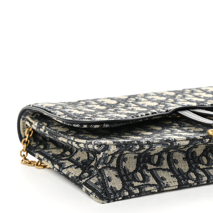 Christian Dior Oblique Saddle Chain Pouch Blue 8 of 9