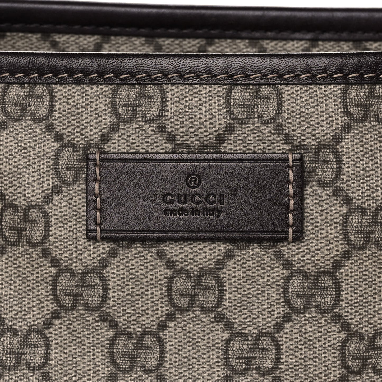 GG Plus Monogram Medium Zippered Shopping Tote Dark Brown