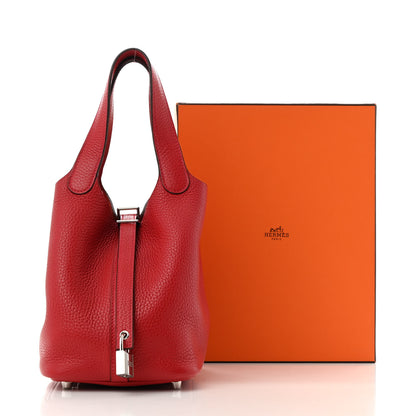 Hermes Taurillon Clemence Picotin Lock 18 PM Rouge Casaque 12 of 12
