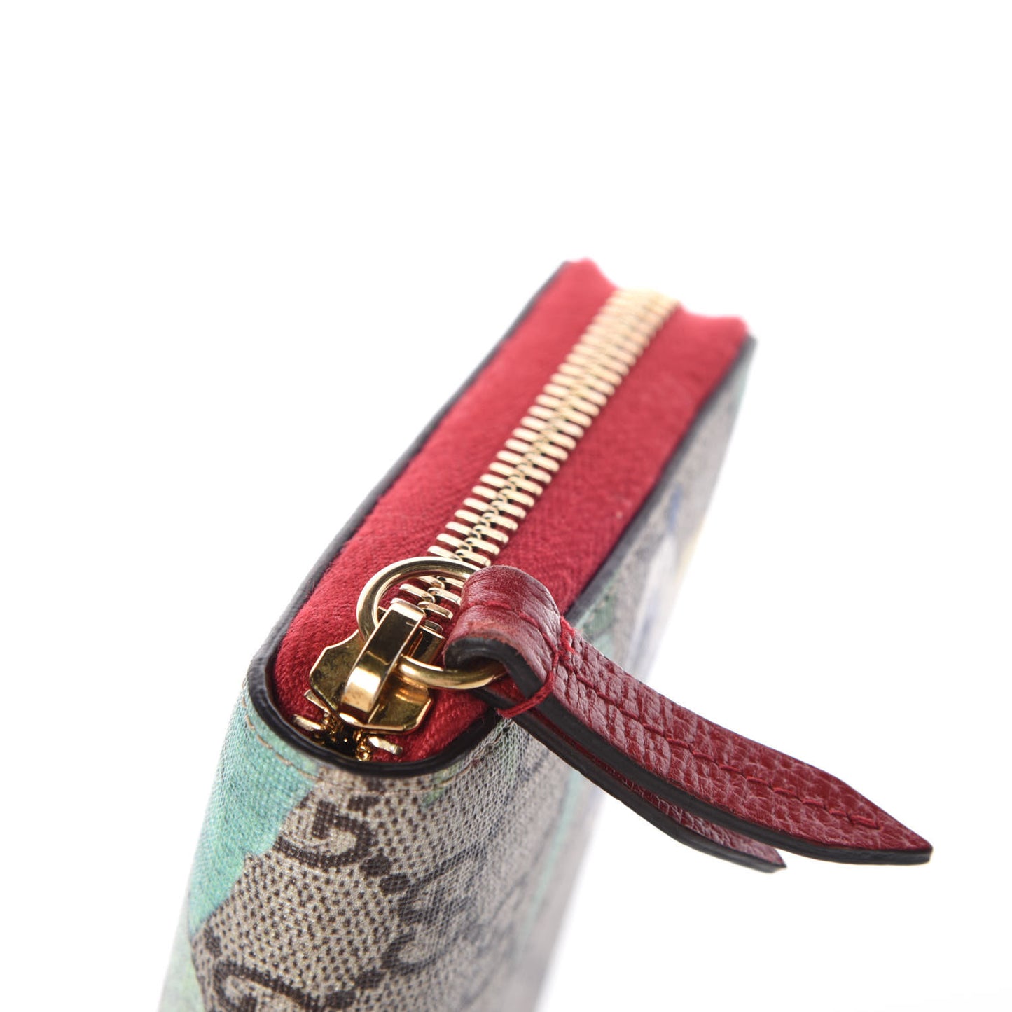 GG Supreme Monogram Tian Zip Around Wallet Beige Multicolor Red