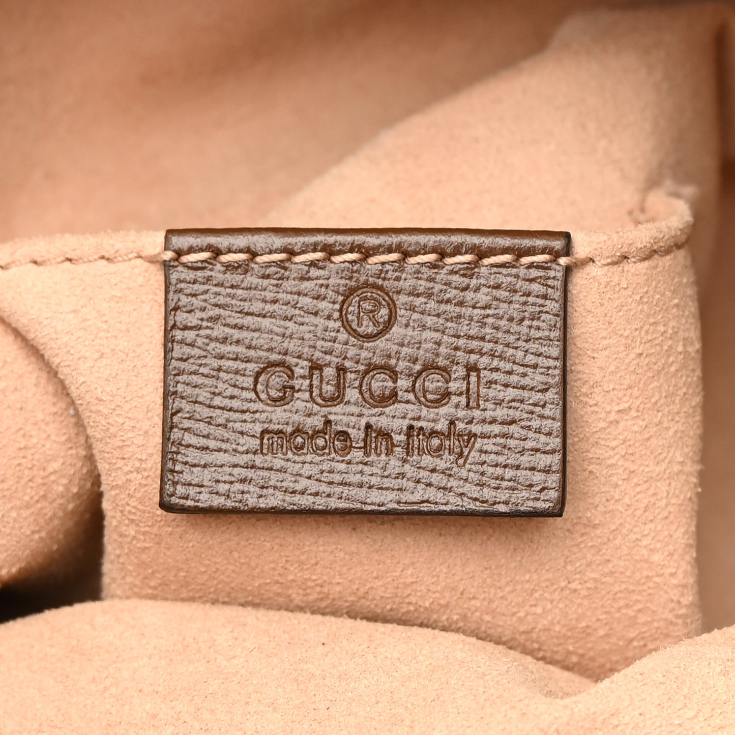 Monogram Textured Calfskin Horsebit 1955 Drawstring Bucket Bag Beige Brown Sugar