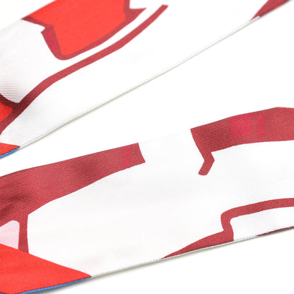 Hermes Silk Graff Graffiti Twilly Rouge Piment White Cobalt 7 of 7