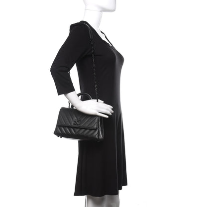 Chanel Caviar Chevron Quilted Mini Coco Handle Flap So Black 2 of 11