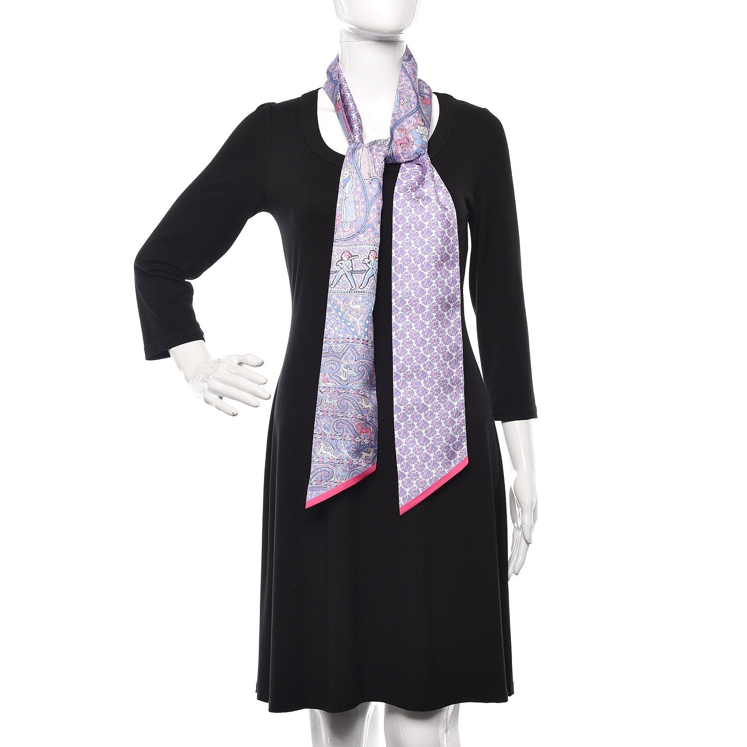 Hermes Silk Lalbhai Maxi Twilly Slim Blue Jean Parme Rose 2 of 3