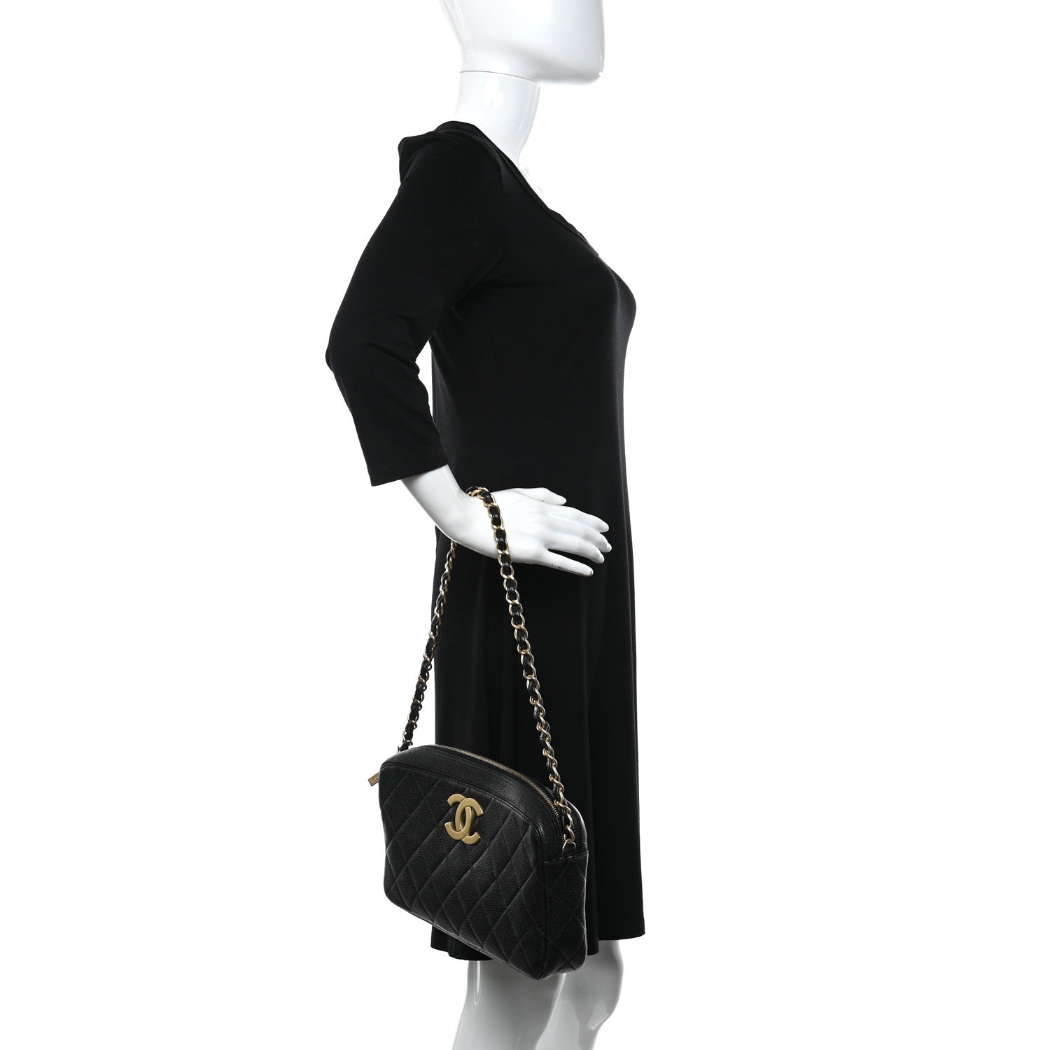 Chanel Caviar Quilted CC Camera Shoulder Bag Black 2 of 15