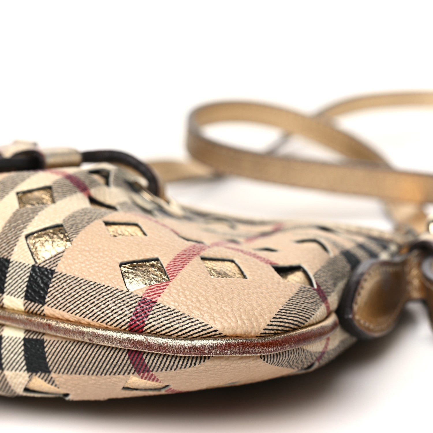 Burberry Haymarket Check Perforated Crossbody Gold 10 of 13