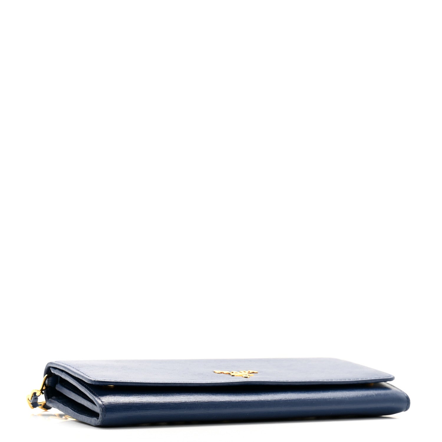 Prada Vitello Move Metal Oro Chain Wallet Bluette 4 of 11