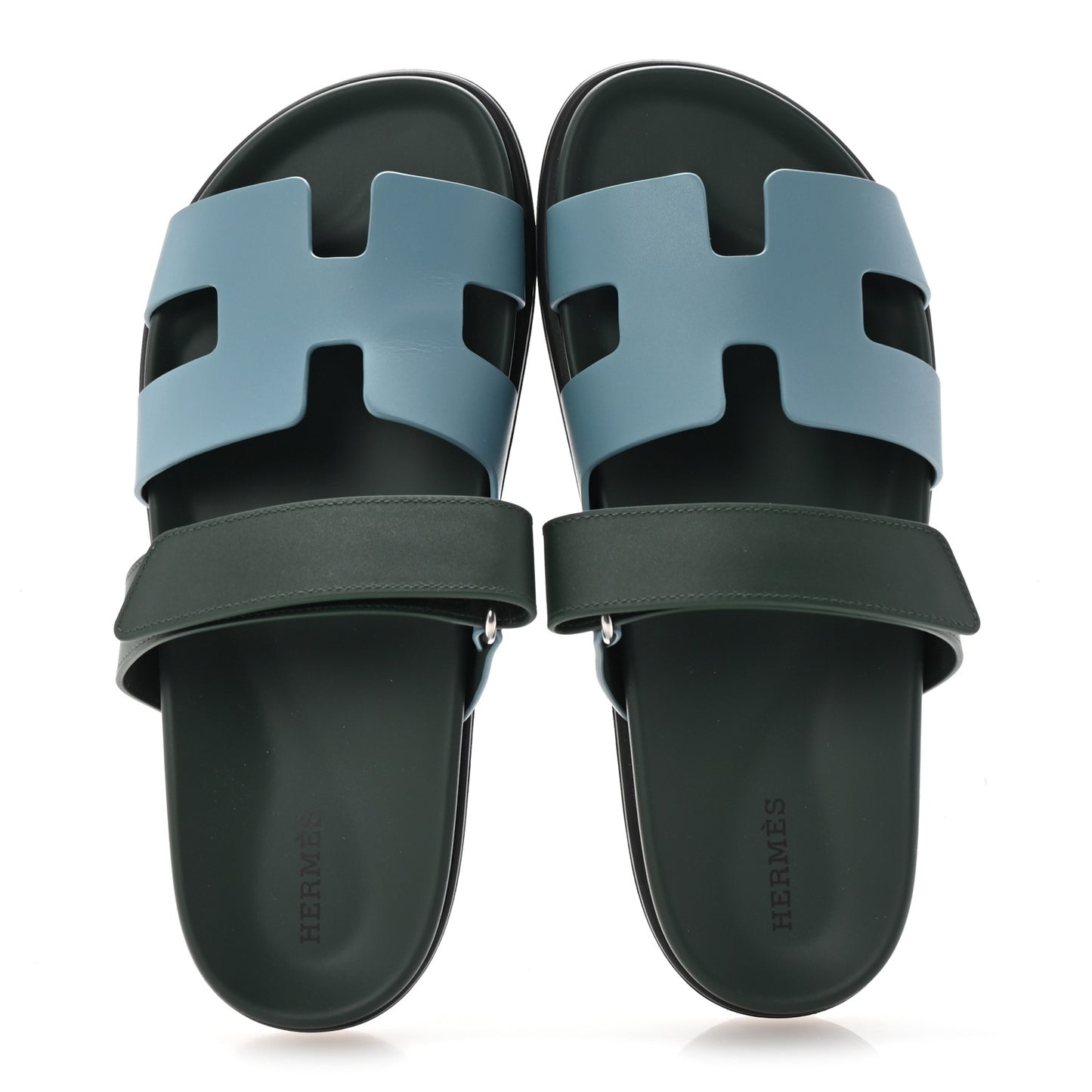 Calfskin Womens Chypre Sandals 40 Bleu Citadin Vert Bouteille