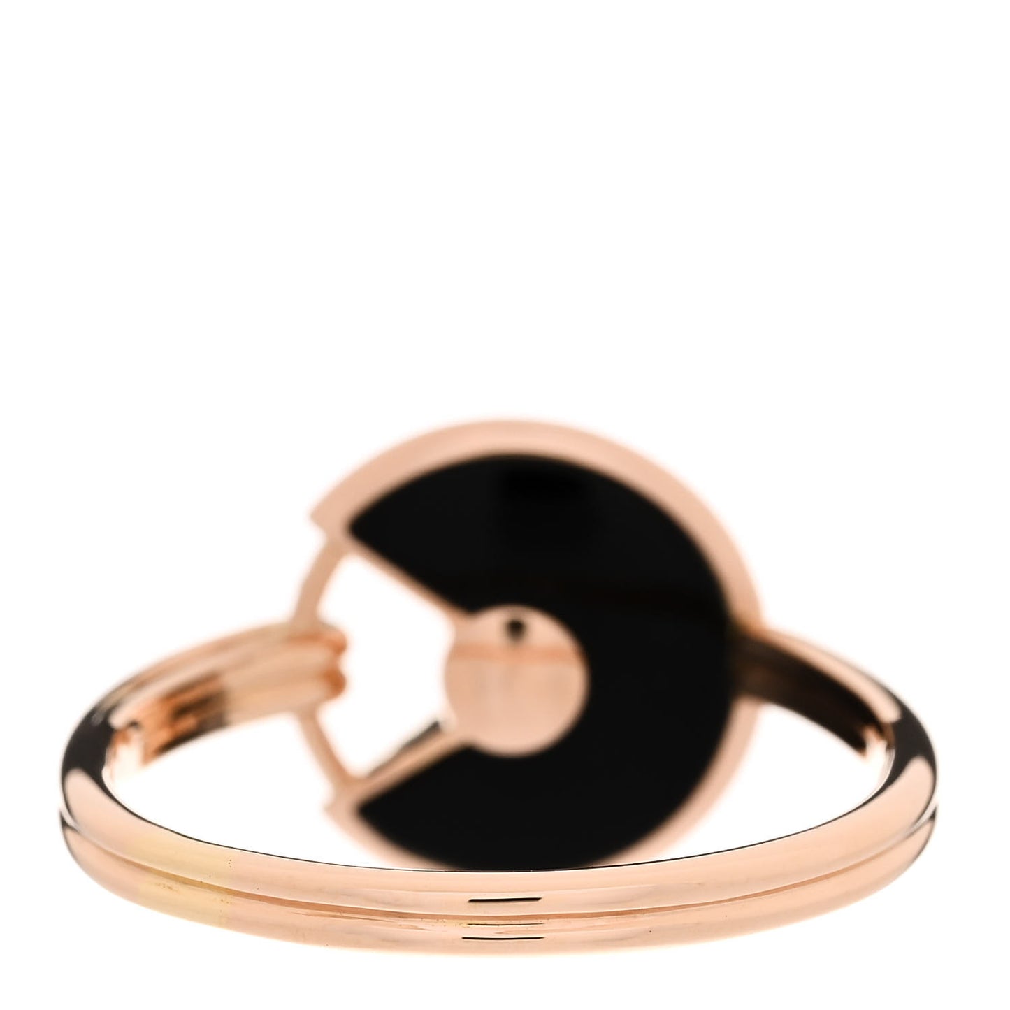 18K Pink Gold Diamond Black Onyx Amulette de Cartier Ring 54 6.75