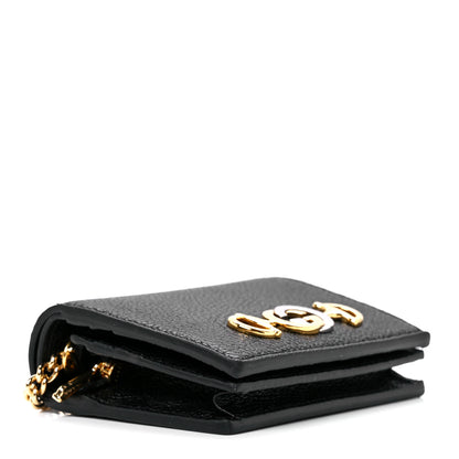 Gucci Grainy Calfskin Zumi Chain Card Case Wallet Black 4 of 12