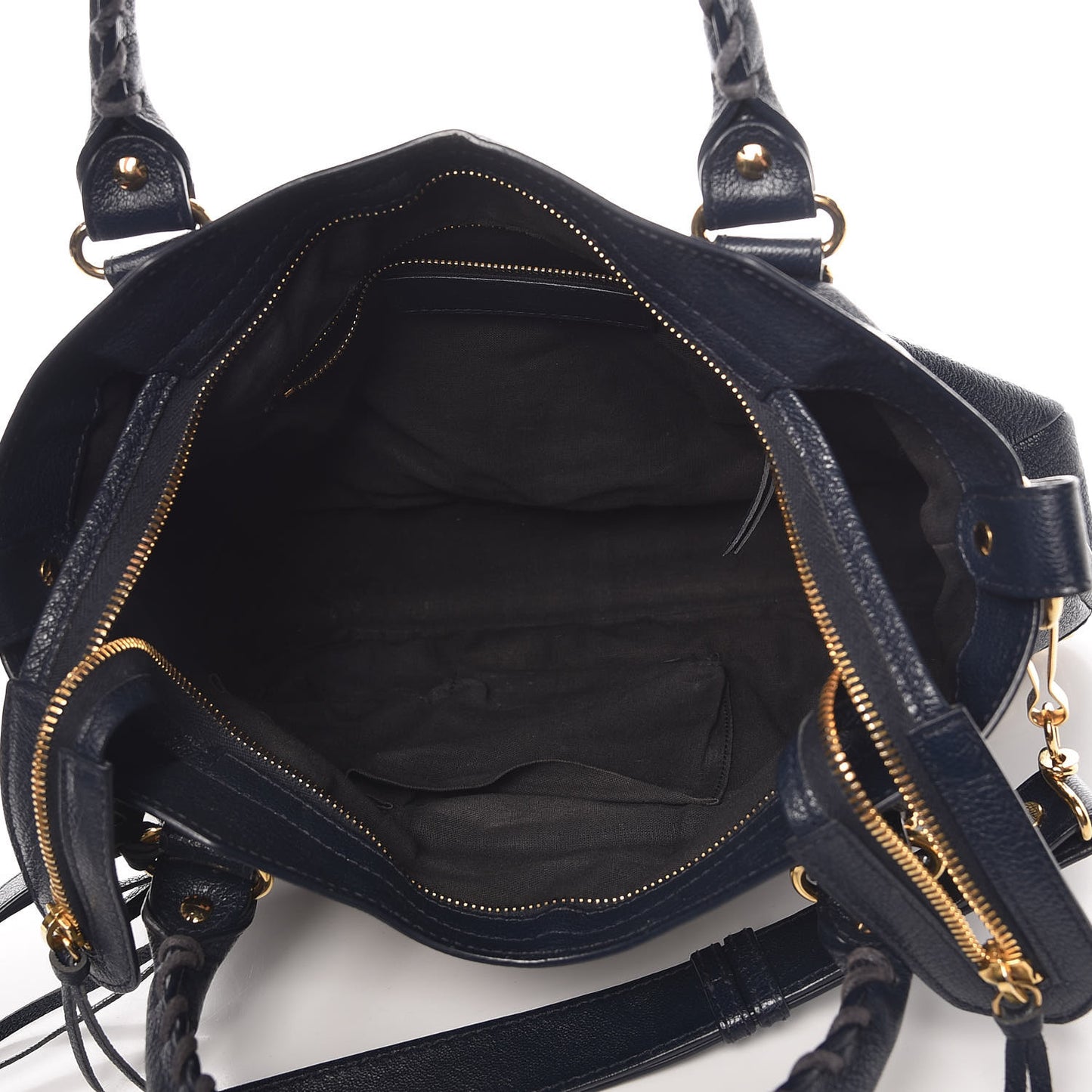 Chevre Gold Metallic Edge Hardware Town Bleu Nuit Dark Sea
