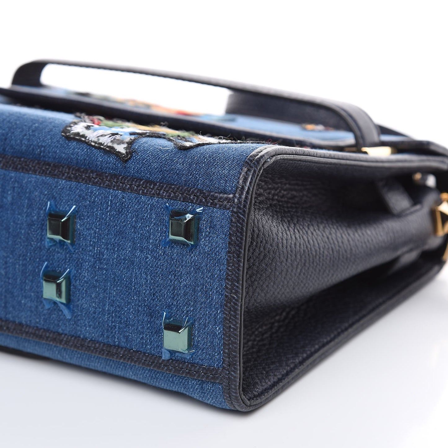 Denim Butterfly Embroidered Small My Rockstud Frame Bag Light Denim Multicolor