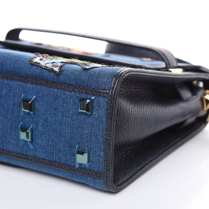 Valentino Garavani Denim Butterfly Embroidered Small My Rockstud Frame Bag Light Denim Multicolor 9 of 11