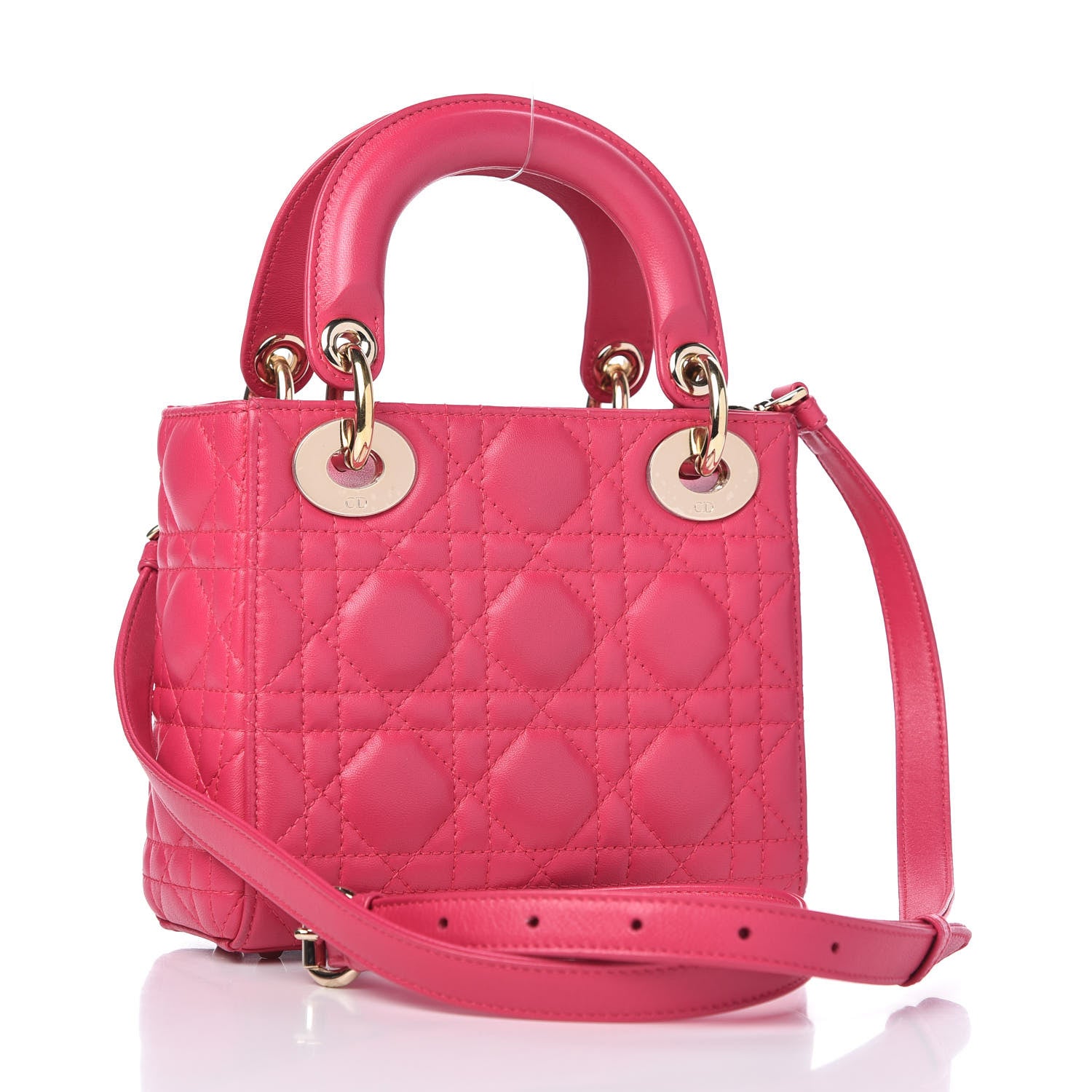 Christian Dior Lambskin Cannage Mini Lady Dior Fuchsia 3 of 9