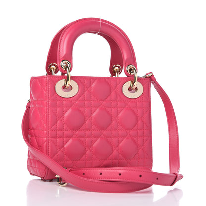 Christian Dior Lambskin Cannage Mini Lady Dior Fuchsia 3 of 9