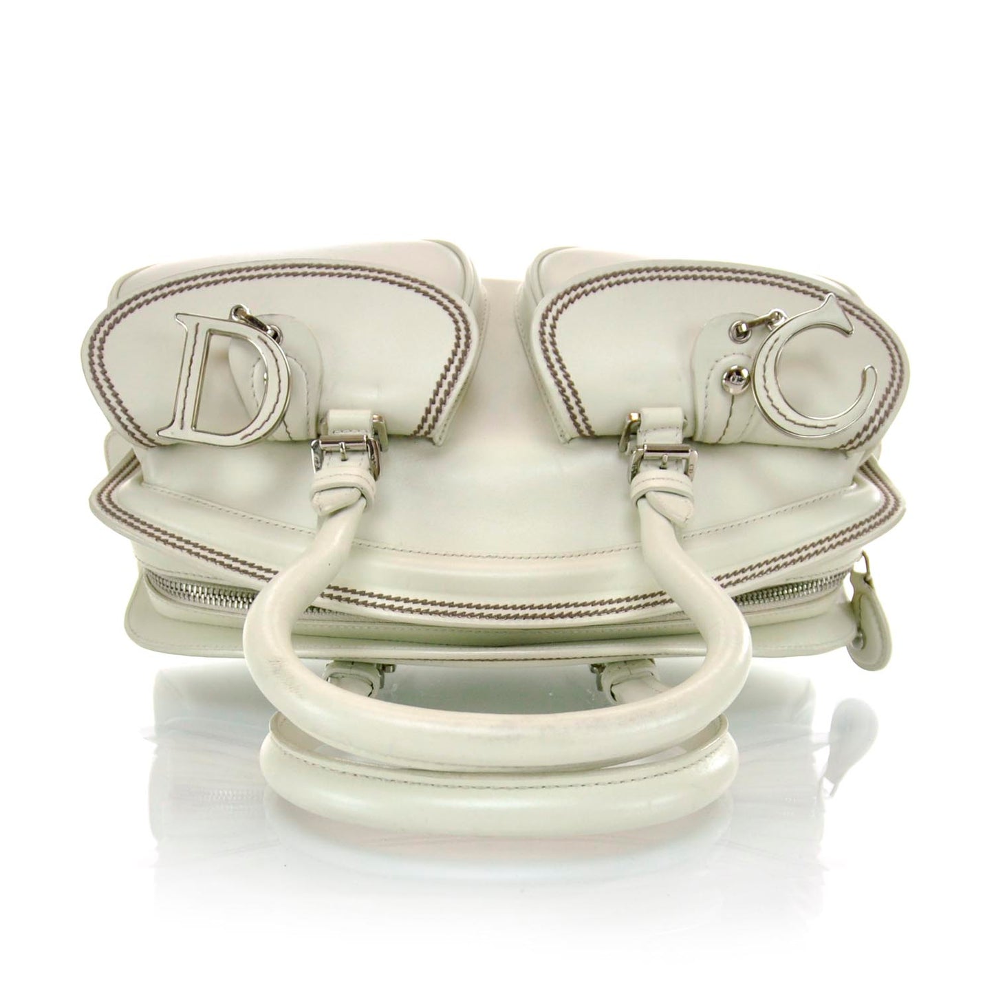 Leather Medium Detective Satchel White