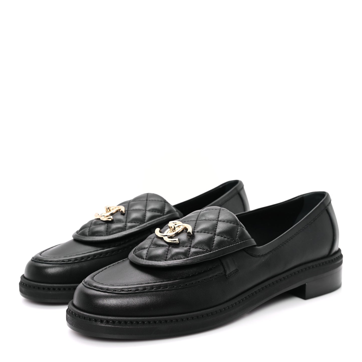 Lambskin Quilted CC Turnlock Loafers 40.5 Black