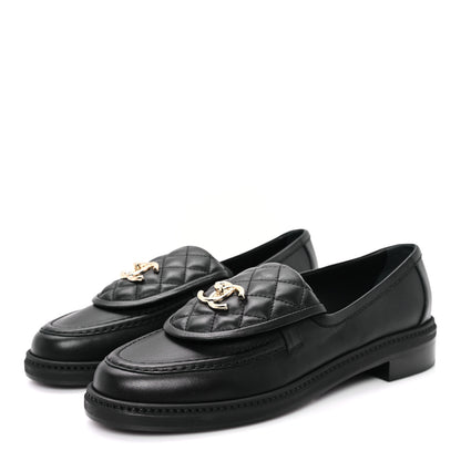 Chanel Lambskin Quilted CC Turnlock Loafers 40.5 Black 4 of 9