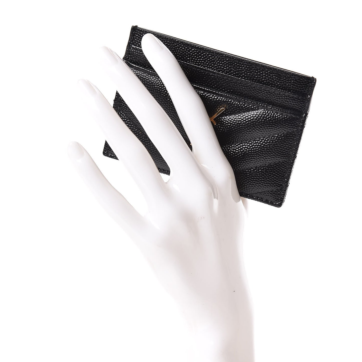 Grain De Poudre Matelasse Chevron Monogram Credit Card Case Black