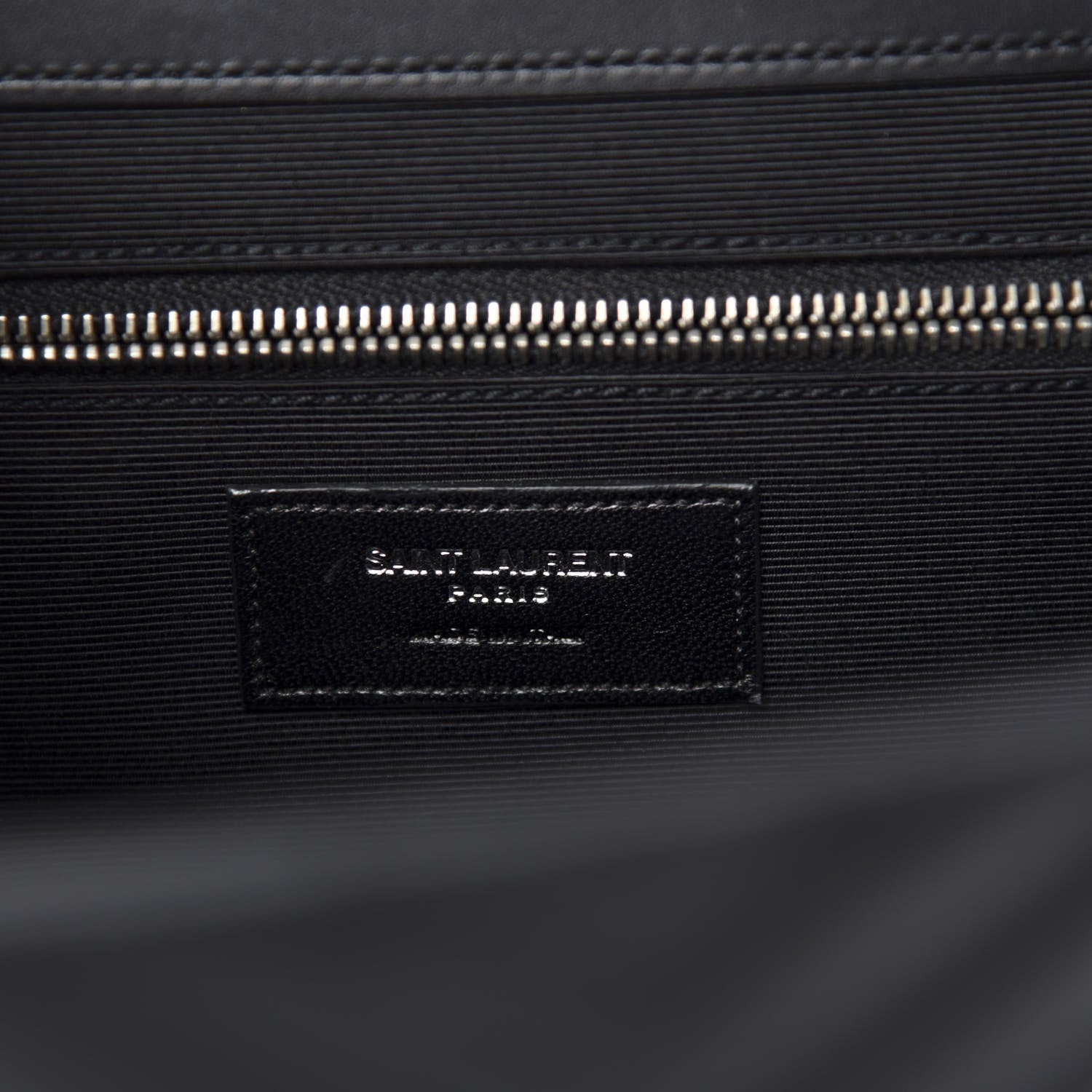 Saint Laurent Smooth Calfskin Matelasse Chevron Large Monogram Satchel Black 9 of 11