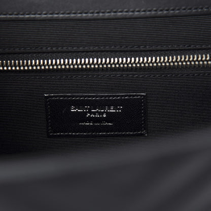Saint Laurent Smooth Calfskin Matelasse Chevron Large Monogram Satchel Black 9 of 11