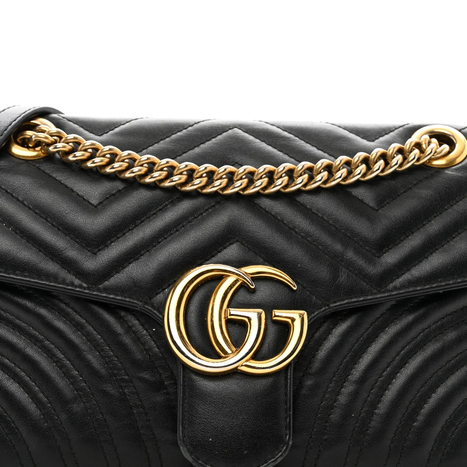 Gucci Calfskin Matelasse Small GG Marmont Shoulder Bag Black 8 of 13