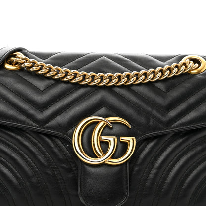 Gucci Calfskin Matelasse Small GG Marmont Shoulder Bag Black 8 of 13