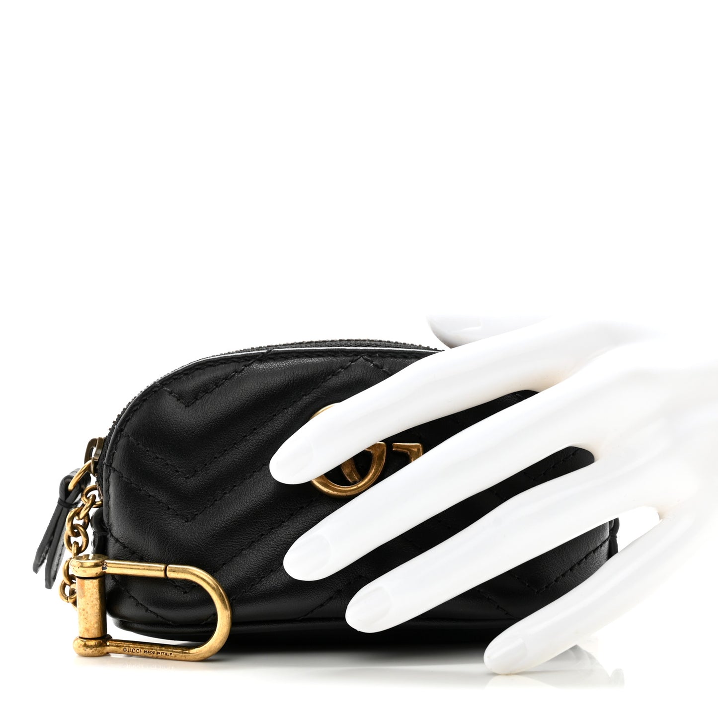 Calfskin Matelasse GG Marmont Key Pouch Black