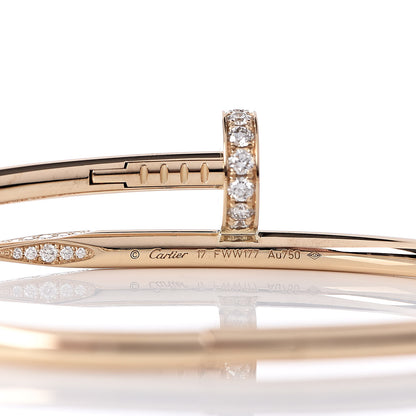 Cartier 18K Yellow Gold Diamond Juste Un Clou Bracelet 17 4 of 5