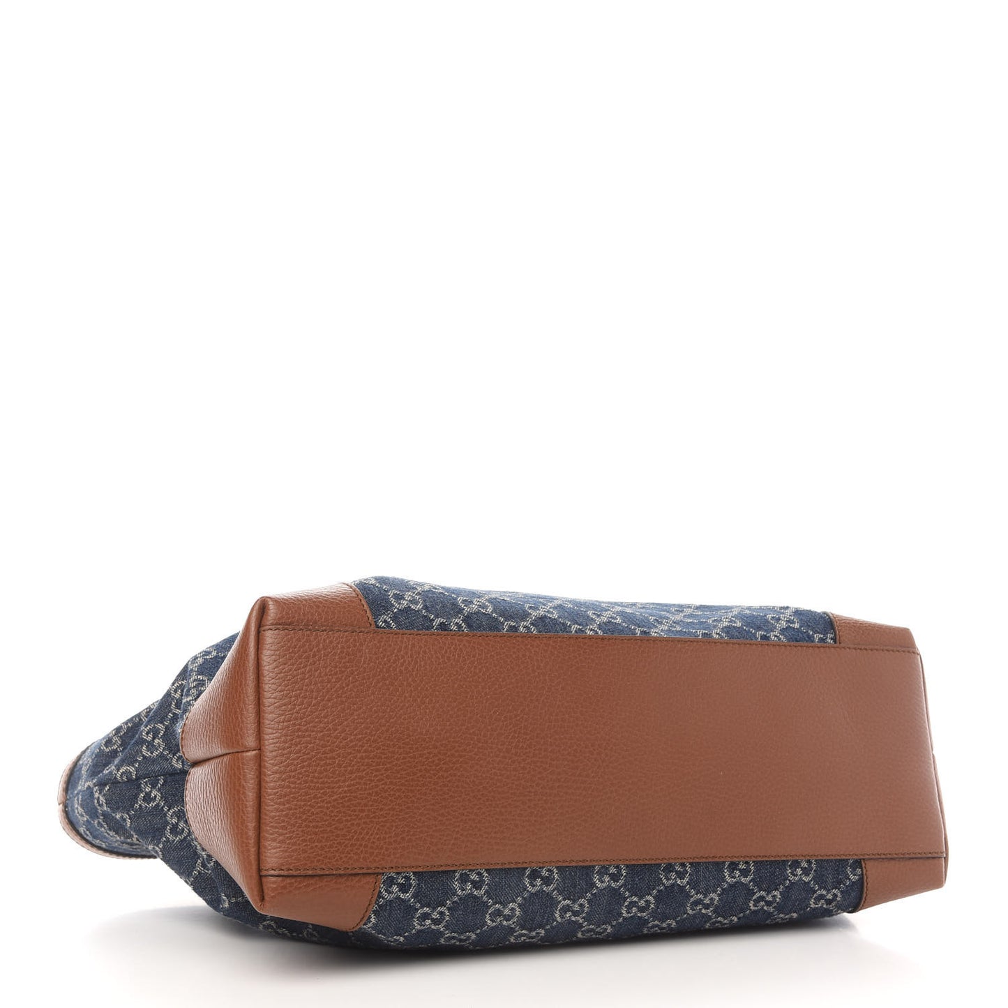 New Denim GG Monogram Medium Ophidia Shopping Tote Blue Tea Cuir