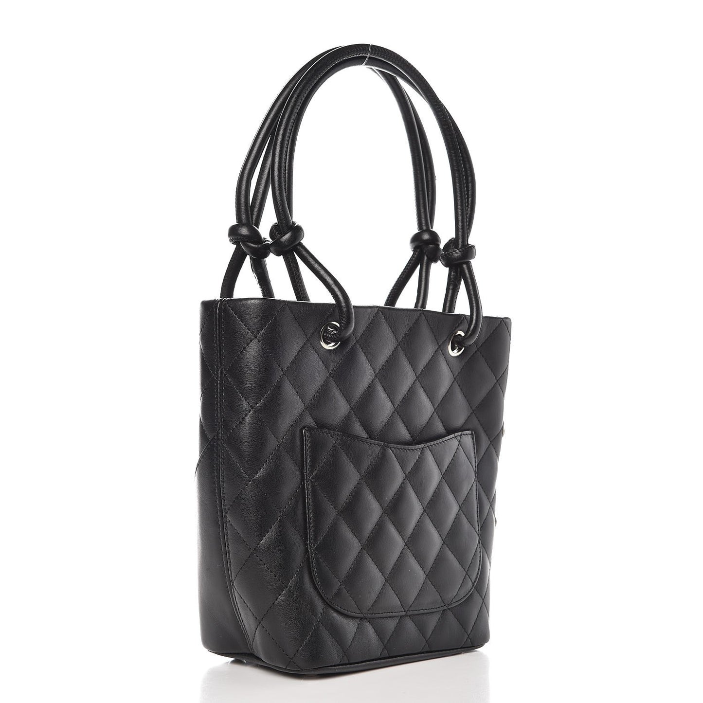 Calfskin Quilted Small Cambon Tote Black White