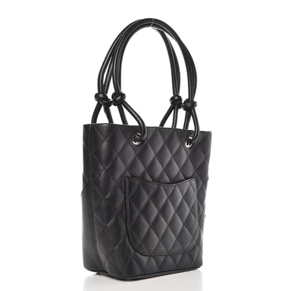 Chanel Calfskin Quilted Small Cambon Tote Black White 3 of 8
