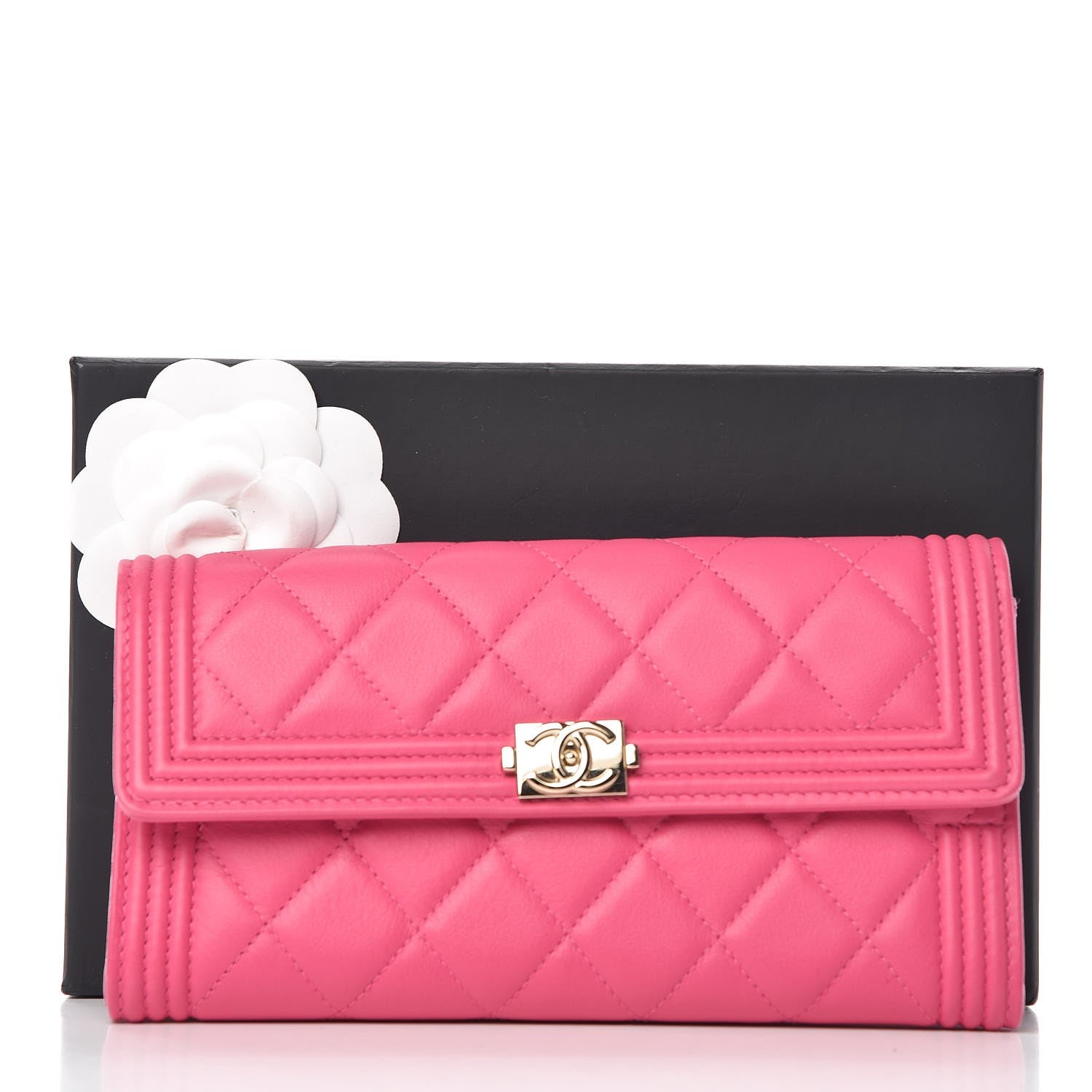 Chanel Lambskin Quilted Boy Flap Wallet Fuchsia 9 of 9