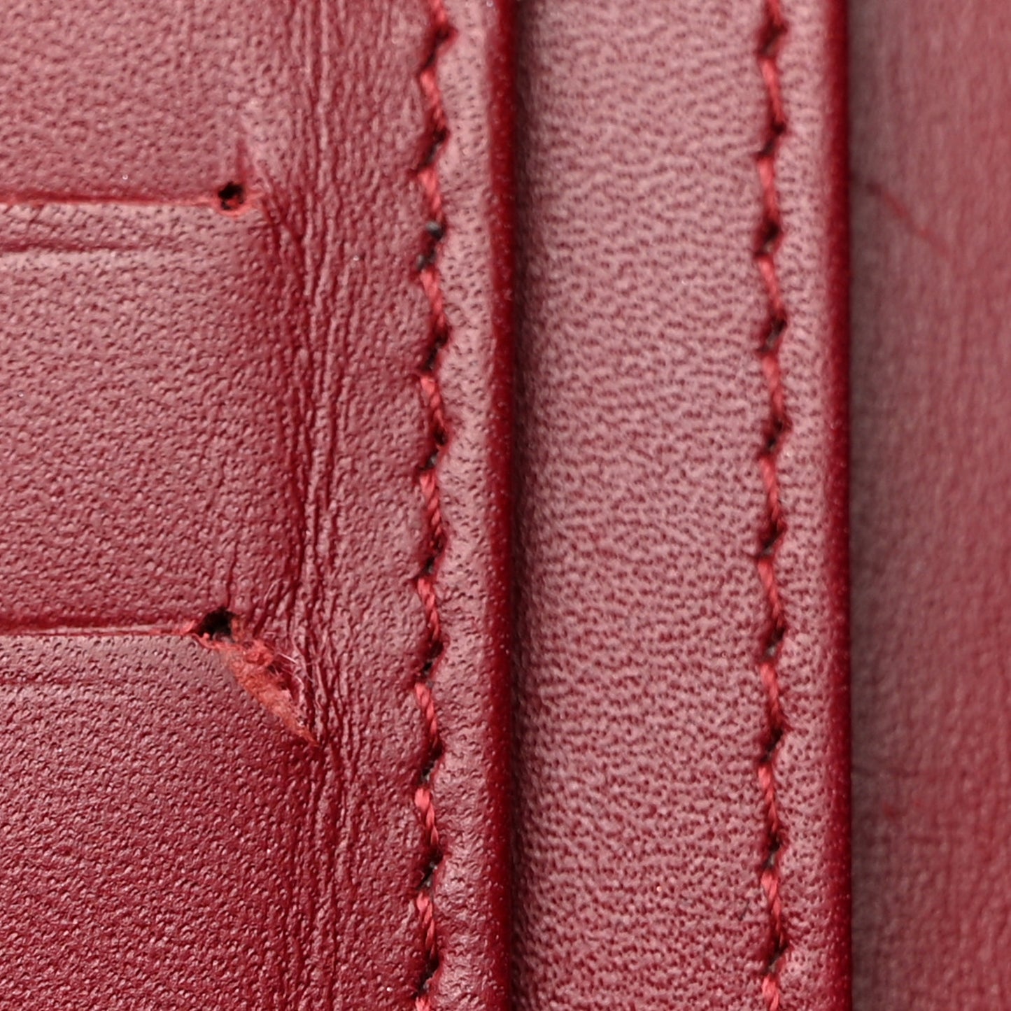 Patent Quilted Zip Around Wallet Dark Red