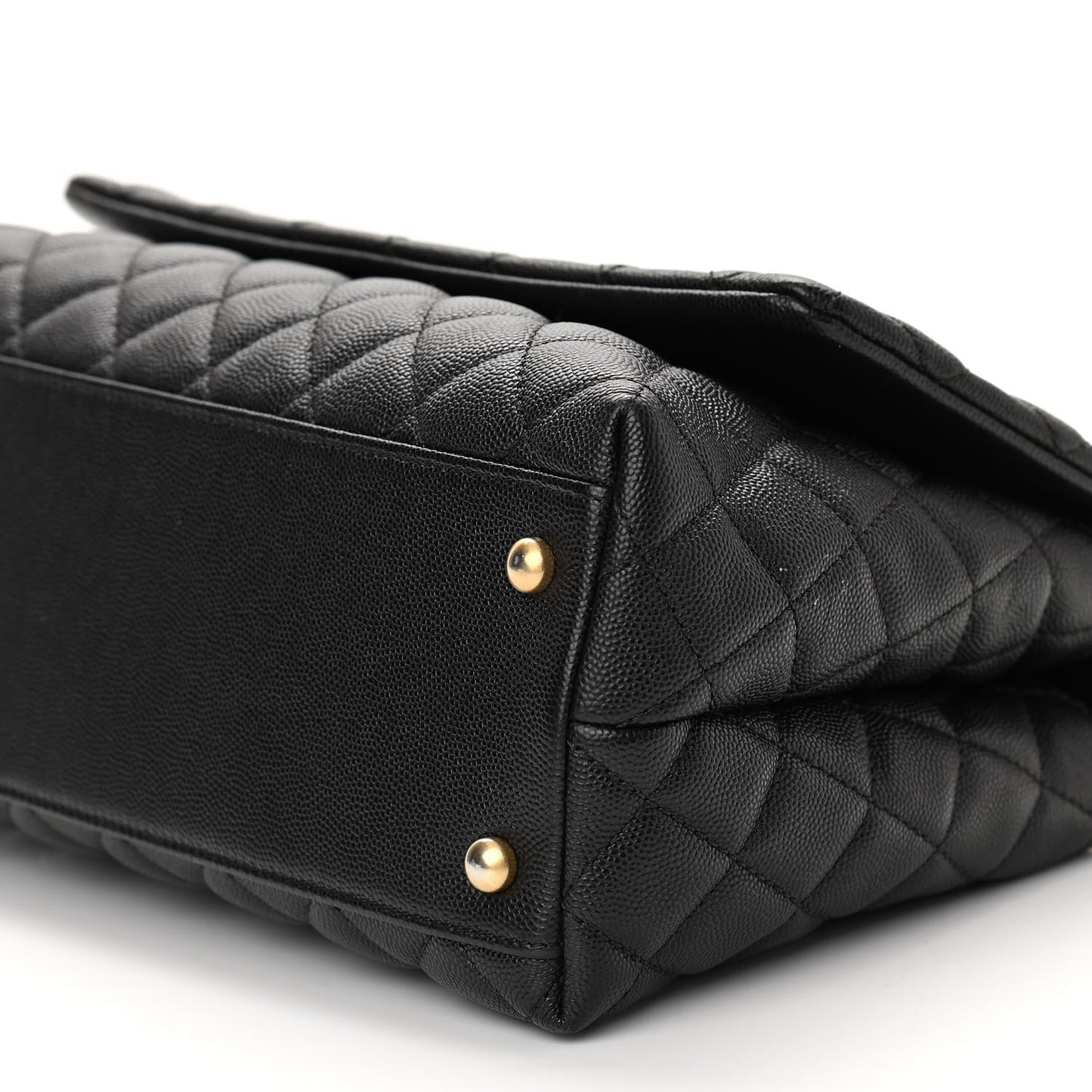 Caviar Elaphe Quilted Small Coco Handle Flap Black