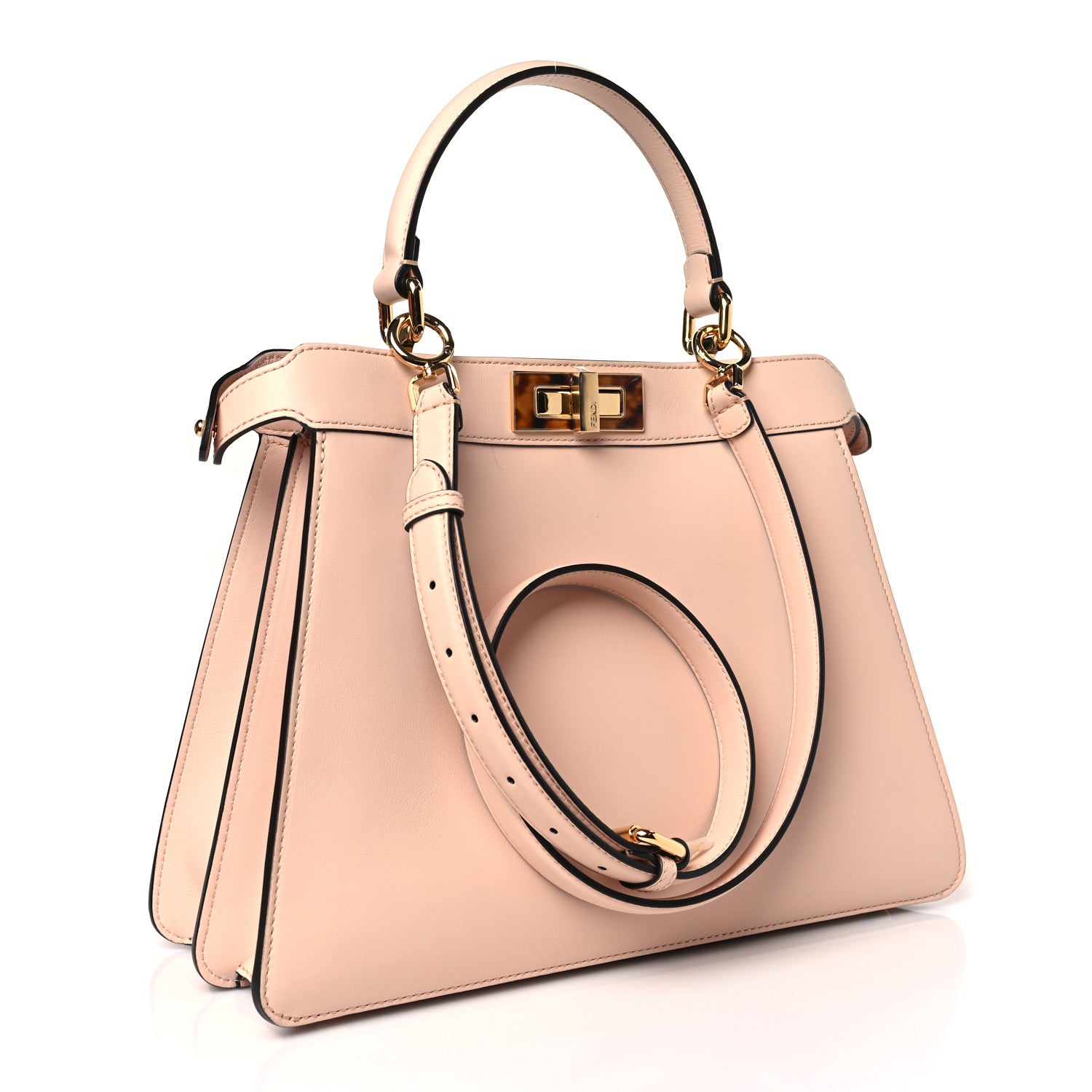 Fendi Vitello Seta Shiny Nappa Plexiglass Medium Peekaboo I SEE U Satchel Light Rose 3 of 9