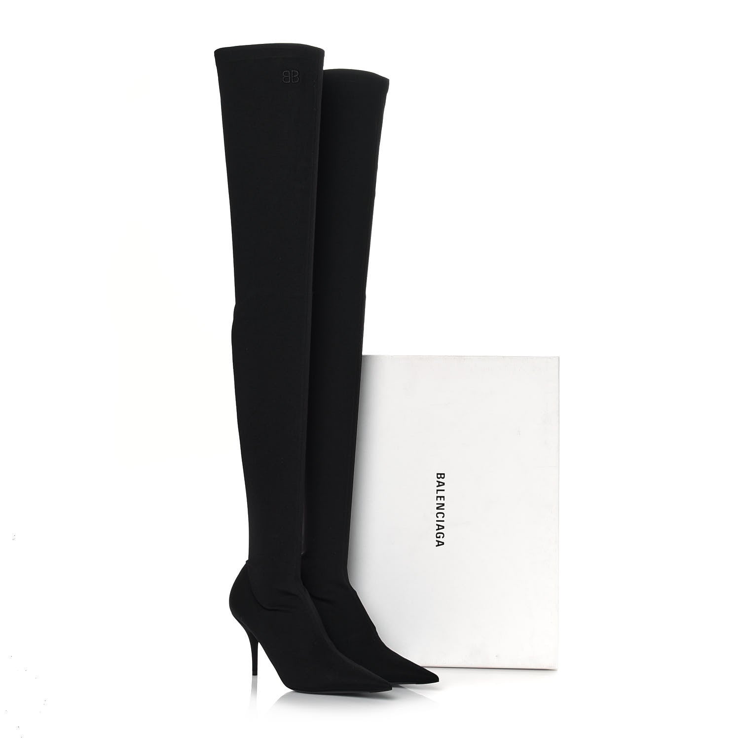 Balenciaga Spandex Pointed Toe Knife Thigh High Boots 38 Black 7 of 7