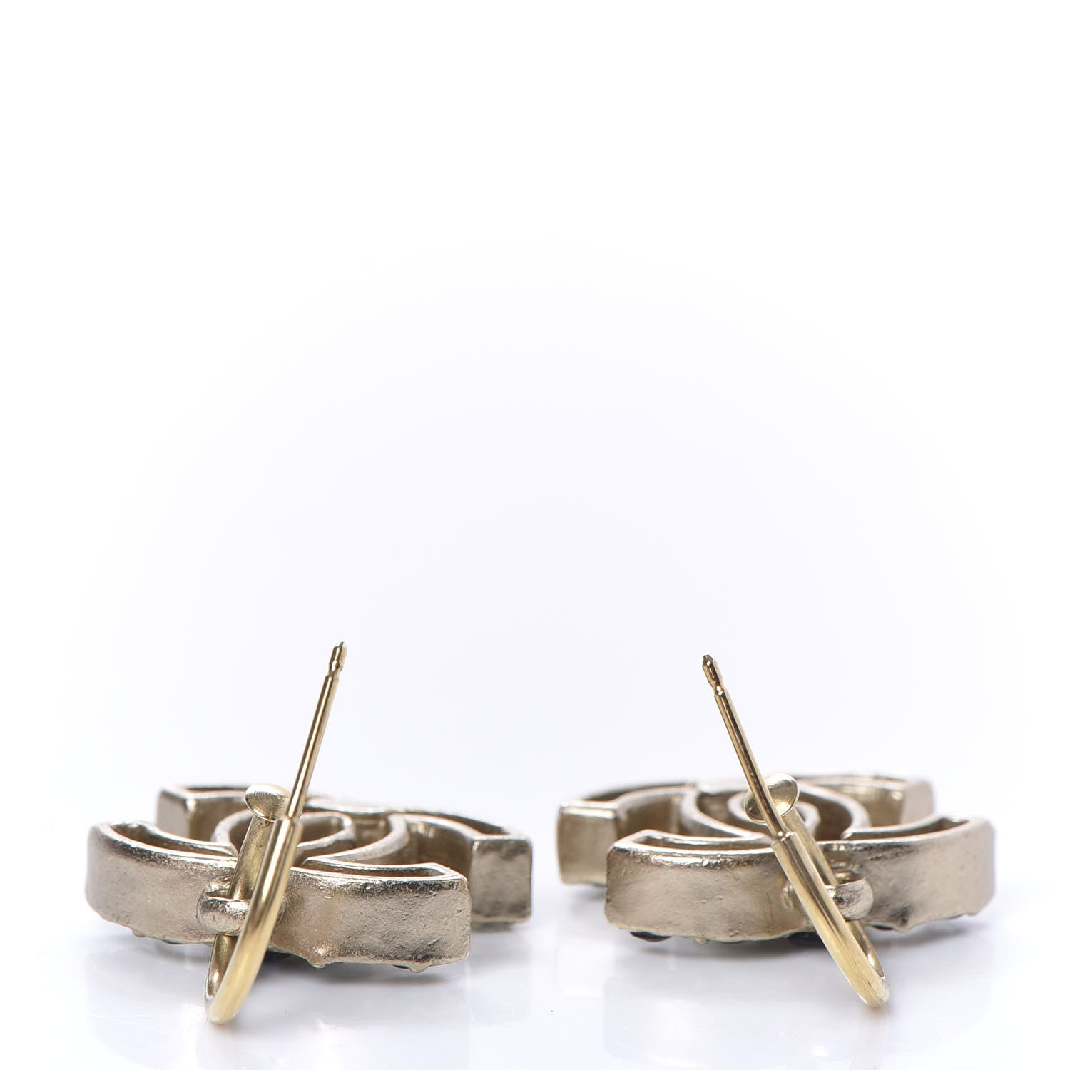 Chanel Crystal CC Dangle Earrings Dark Blue Gold 3 of 5