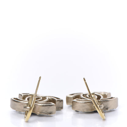 Chanel Crystal CC Dangle Earrings Dark Blue Gold 3 of 5