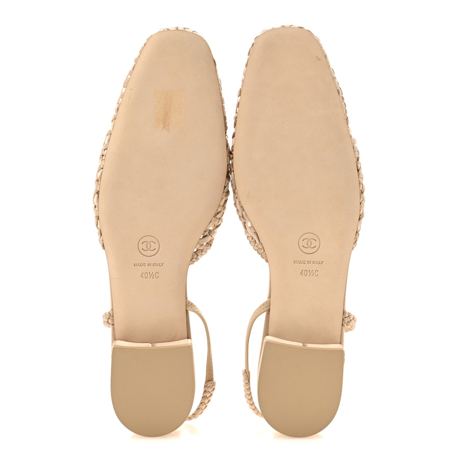 Chanel Satin Braided Slingback Flats 40.5 Beige 6 of 10