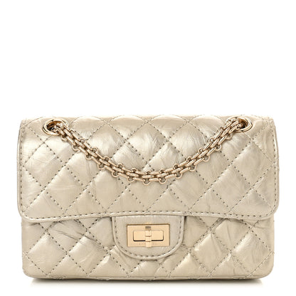 Chanel Metallic Aged Calfskin Quilted 2.55 Reissue Mini Flap Light Gold 1 of 11